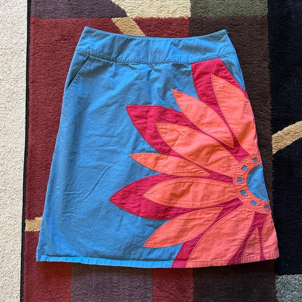 vintage y2k unique flower midi skirt boden size 8 twee